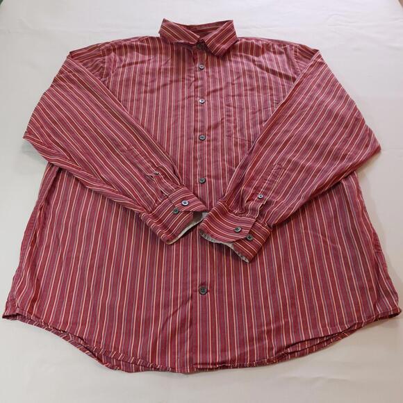 Banana Republic RN#54023 Men's Red Stripes Long Sleeve Button-Up Cotton Shirt L - Picture 1 of 12